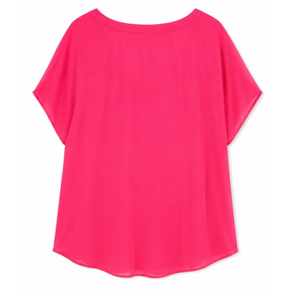 Torrid Neon Pink Georgette Split V-Neck Flowy Dolman Sleeve Blouse Top Size 5X - Picture 3 of 5